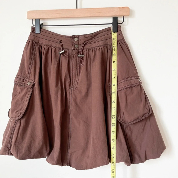 Anthropologie Pilcro Parachute Mini Skirt 0 Washed Brown Cargo Pockets Gorpcore - Picture 8 of 11